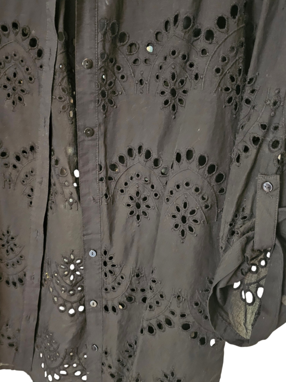 Adiva Black Eyelet Button-Up Tunic - Picture 5 of 7